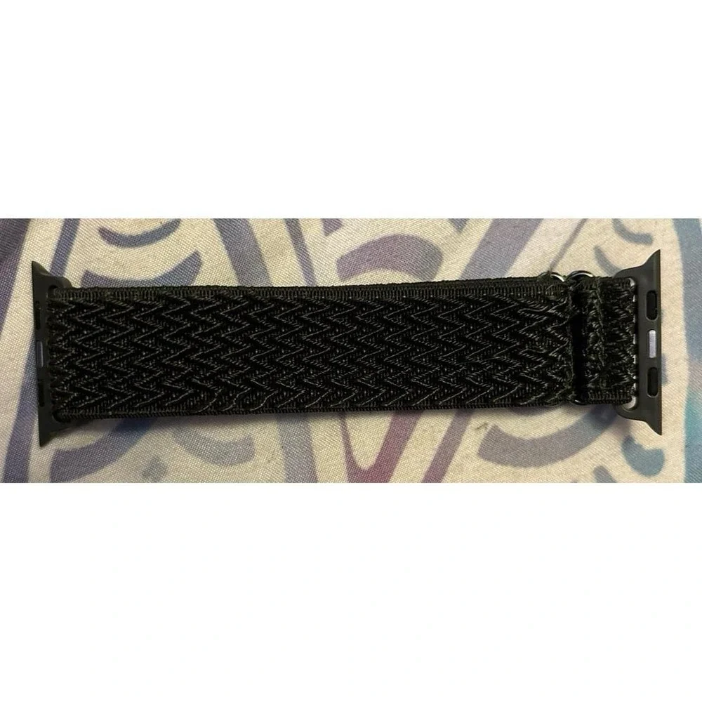NEW Black Adjustable Nylon Stretch Solo Band for Apple Watch 42mm/44mm/45mm